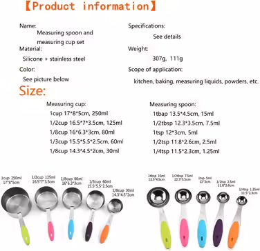Stainless Steel Measuring Spoon Set - 10-Piece Set with Scale, Coffee Spice Measuring Spoons