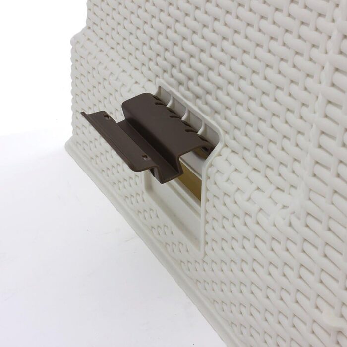 Котячий туалет Curver Petlife з кришкою, лоток для котів з совочком, сучасний дизайн плетіння ротангу, 51,5 x 38,5 x 40 см (слонова кістка)