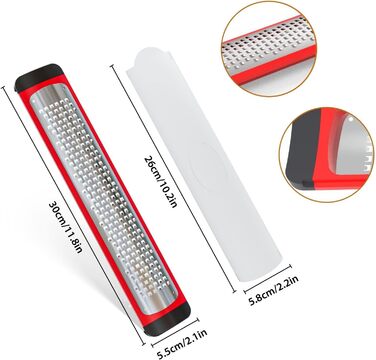 Empava Grater, Cheese Grater, Parmesan Grater, Kitchen Grater, Nutmeg Grater, Kitchen Reamer, Garlic Grater, Stainless Steel Grater, Lemon Zester, Ginger Grater, Nutmeg Grater, Stainless Steel Reamer, Parmesan Slicer - Red