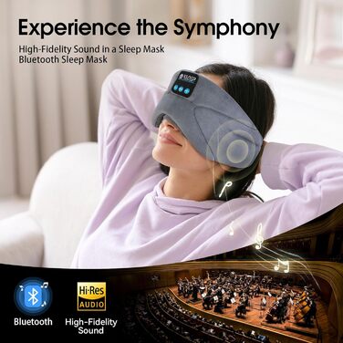 Маска для сну для тих, хто спить на боці з Bluetooth навушниками. 100% непрозора маска для очей, ультрам'яка, для подорожей, сну, йоги, медитації. Чорний колір, 1 шт.