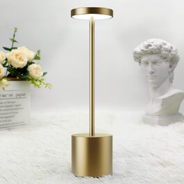 Світлодіодний настільний світильник Hapfish акумуляторний, чорний/золотий - бездротовий, димується, 3 режими, сенсорний, для дому, офісу, тераси