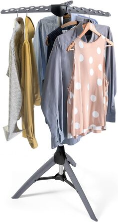 Tatkraft Art Moon Palm - Clothes Rack, Stable, Folding, Ironing Clothes Rack, Capacity 30 kg or 42 Clothes Hangers, Stainless Steel, Compact Foldable, (Grey)