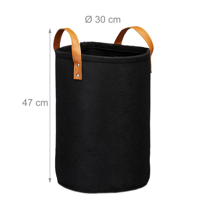 Relaxdays Felt Laundry Basket, 28 Liters