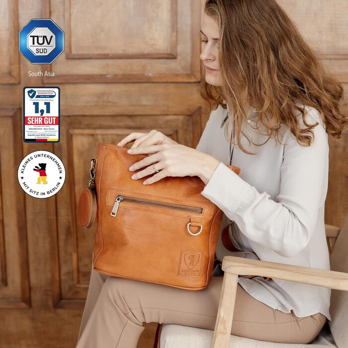 Сумка через плече Berliner Bags Siena Vintage з натуральної шкіри, коричнева - жіноча сумка-месенджер