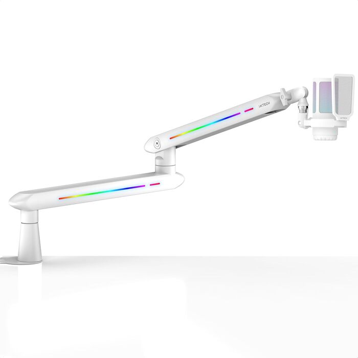 Підставка для мікрофона IXTECH RGB з низьким профілем, регульована, з кріпленням для столу та кабельною організацією, для стрімінгу та подкастів (5 ящірок RGB)