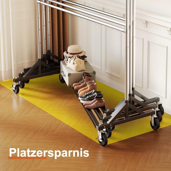 Комерційний вішак для одягу HOKEEPER на Z-підставці, вантажопідйомність 250 кг, міцний вішак для важких речей, регульована штанга для одягу на колесах, 58x159x220 см