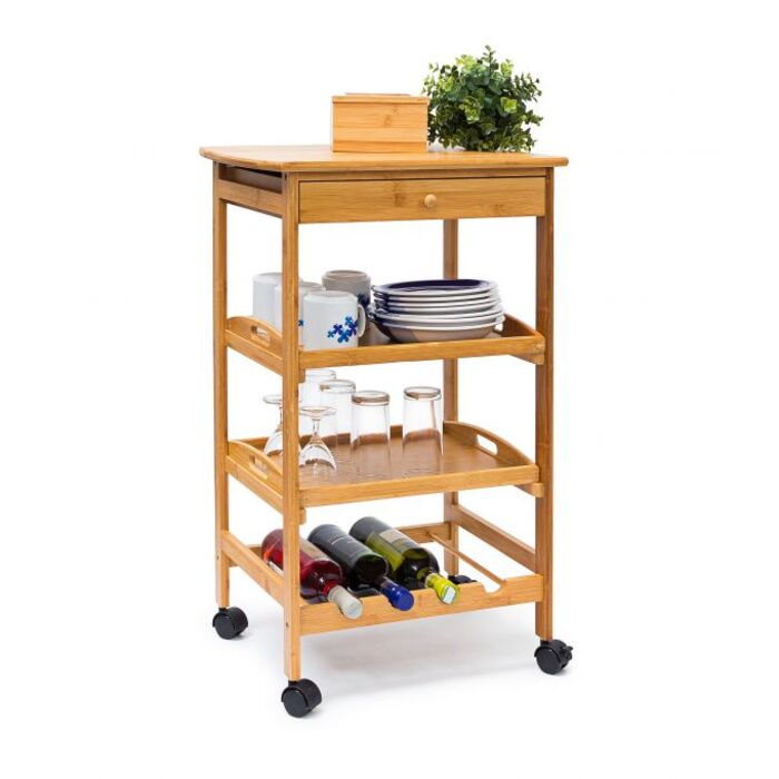 Relaxdays Kitchen Trolley JAMES L & Bottle Rack