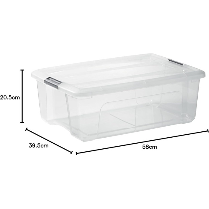 Iris Ohyama Storage Boxes with Lid, 60L, 4-Piece Set, Silver, Secure Closure, Stackable, Handles, for Bedroom, Closet, Office, Organization, BPA-Free Plastic, Storage Boxes, NTB-60 (Silver, 30L/4-Piece Set)
