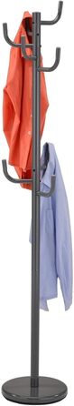 IDIMEX Clothes Rack Mila made of metal in gray, practical coat rack with 8 hooks. Timeless hat stand with round base.