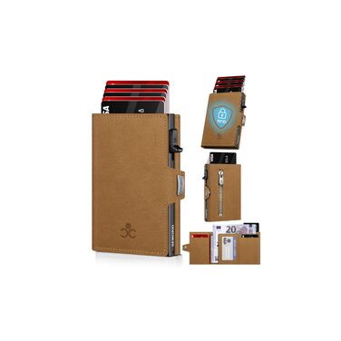 Чоловічий гаманець з відділенням для монет та RFID захистом, Slim Wallet Pop-up, для 9-11 карт, з кишенею для ID та відділенням для грошей, Smart Wallet для чоловіків (Верблюжий колір)
