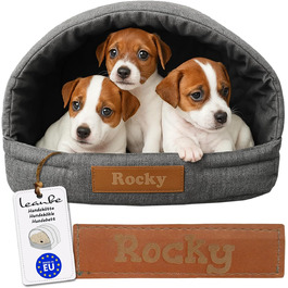 Будинок для собак R2: 48x37x32 см з гравіюванням імені - зручне ліжко для собак та котів (Графіт)