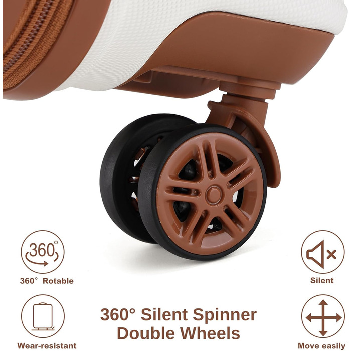 Набір валіз KONO 4 в 1: велика валіза, ручна валіза 55 см, косметичка, сумка для ручної поклажі (кремовий)