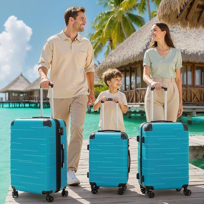 Валіза COOLIFE з ABS пластику, розширювана, з TSA замком та 4 колесами, туркіс-зелена, для ручної поклажі