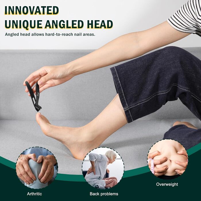 Кусачки для нігтів FVION для товстих нігтів, прецизійні кусачки для нігтів для чоловіків та жінок (чорний)