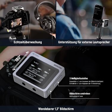 NEEWER Міні бездротове мікрофону, комплект 1RX+2TX+зарядний кейс, 150м радіус дії, для iPhone, iPad, Android, DJI, Insta360, PC, Mac