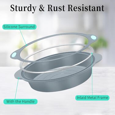 To encounter Round Silicone Cake Molds, 22.5 cm, Non-Stick Silicone Baking Molds, Food Grade, with Metal-Reinforced Frame, Increased Strength