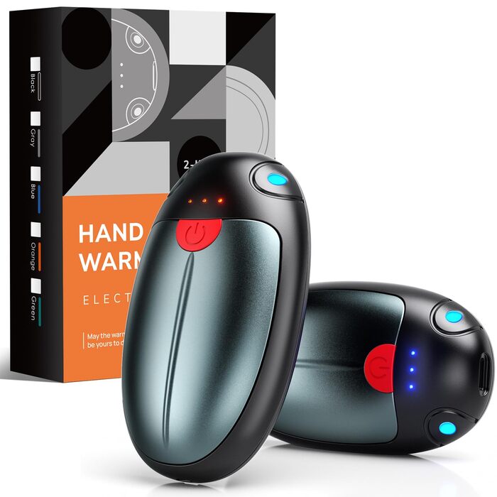 Електричні грілки для рук, набір 2 шт. - 20 годин тепла, USB, 3 температурні режими, для спорту та Raynaud's, сірий
