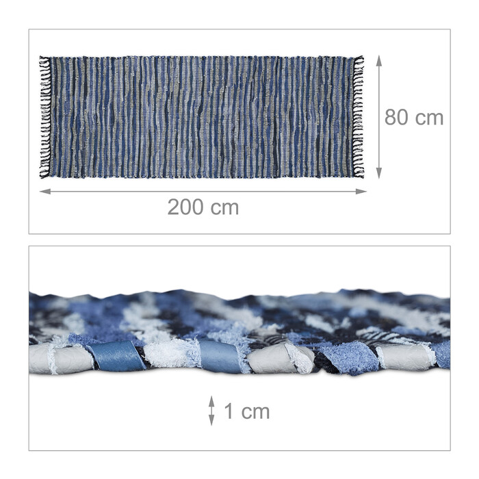 Relaxdays Leather and Cotton Patchwork Rug