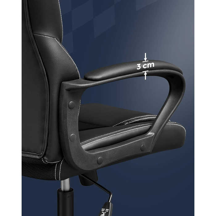 Офісний стілець SONGMICS Ergonomischer Bürostuhl, регульований, чорний, міцний, стабільний, OBG21B, 52 x 53 x 122 см