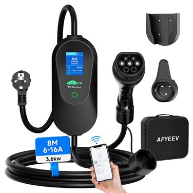 Кабель для зарядки електромобіля Type 2 Schuko 3.68kW 16A 1 фаза, 8м з APP, регульований струм