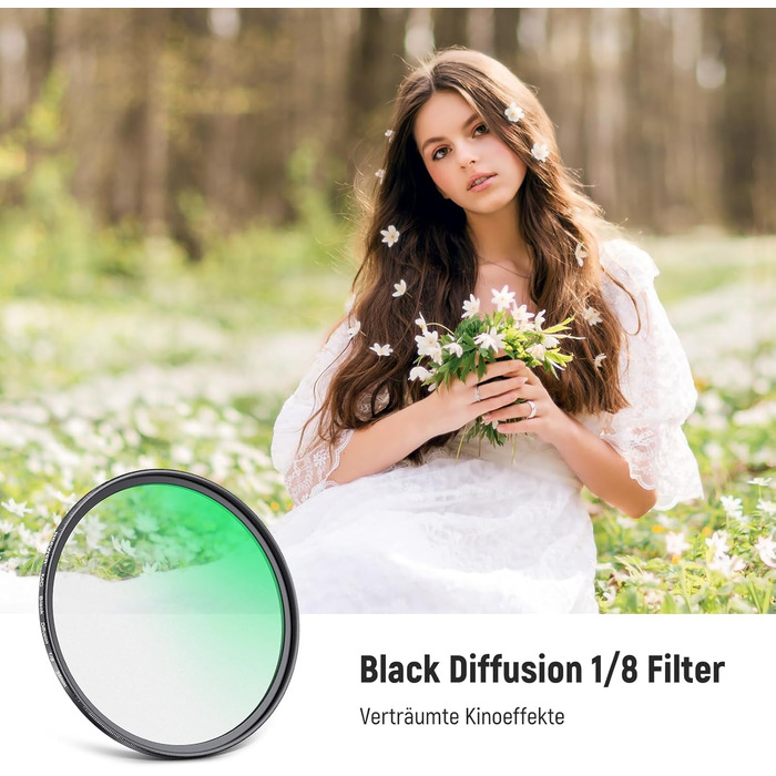 Фільтр NEEWER Black Diffusion 1/4 - ефект м'якого кінематографічного зображення, 55mm, для відеозйомки та портретів