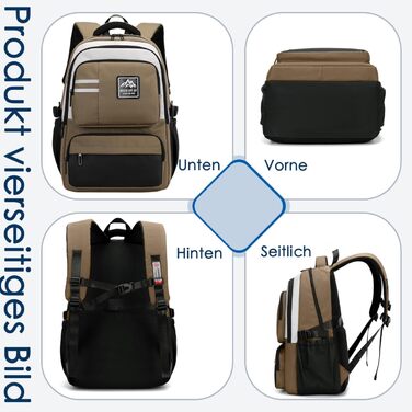 Шкільний рюкзак для підлітків, хлопчиків, водонепроникний, для школи, коледжу, роботи (Хакі)