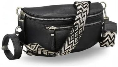 Жіноча сумка Brise Art Lucia з екошкіри, італійського виробництва: сумка через плече, поясна, 3 відділення (Чорний)