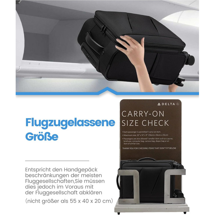 LOVEVOOK Рюкзак ручної поклажі 30-40L, розширюваний, для ноутбука 17 дюймів, чорний, антикрадійний, для подорожей