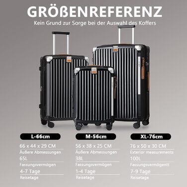 Чемодан Joyway ABS з жорсткою оболонкою, розширюваний, на 4 колесах, з TSA замком, набір 3 шт. (зелений, чорний)