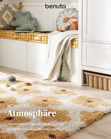 Дитячий килим Benuta Lytte Gobi 80x150 см, жовтий - м'який, прямокутний, з дитячим малюнком, штучне волокно, для дитячої, вітальні, спальні