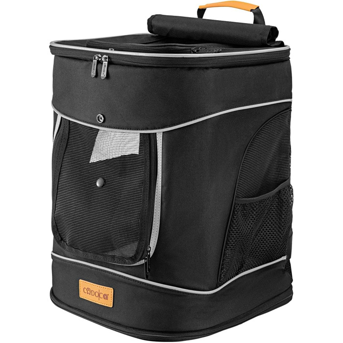 Рюкзак для тварин до 20 кг, регульовані ремені, складаний, короткий поводок, чорний. Ідеально для собак та котів