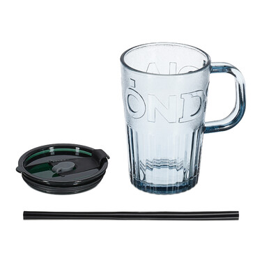Set of 2 Decorative Glass Mugs with Handles