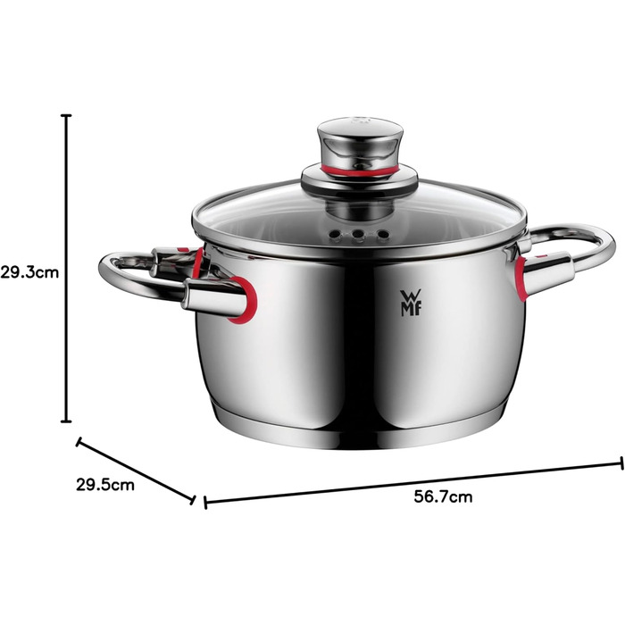 Каструля з ручкою WMF Quality One 16 см без кришки, 1,7 л, каструля для молока, каструля з нержавіючої сталі Cromargan, полірована, без покриття, для індукційних плит