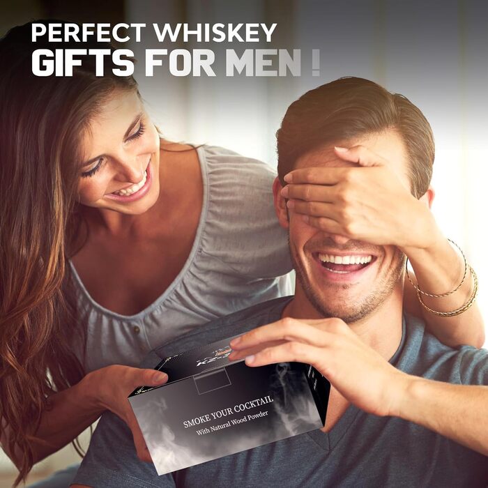 Набір для димування віскі Anusuwa - набір для коктейлів з 6 дерев'яними стружками та 4 камінням для віскі. Ідеальний подарунок для чоловіків на день народження, Різдво, ювілей (без бутану)