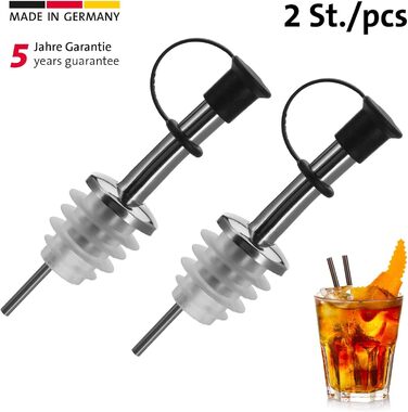 Виливаючі насадки Westmark 2 для пляшок з алкоголем, олією, оцтом, з петлею, з повітряною трубкою, метал/нержавіюча сталь, натуральна пробка, Inox Standard, сріблясті, 2 шт.