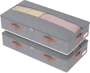 Підліжкові комоди Yawinhe (2 шт.) з прозорим кришкою, сірі, 80x40x15 см - органайзери для зберігання під ліжком