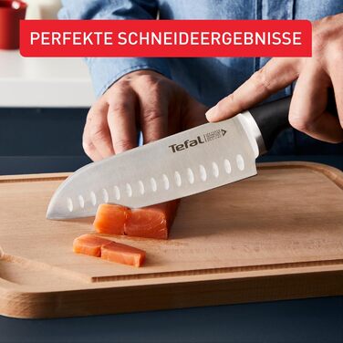 Набір ножів Tefal Ice Force 3 шт: ніж для м'яса 20 см, ніж Сантоку 18 см, універсальний ніж 11 см, нержавіюча сталь, чорний, K232S3