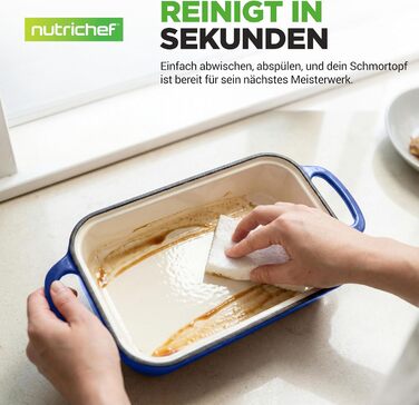 Форма для випічки хліба NutriChef чавунна емальована з кришкою 22.9 см блакитна + рукавиці