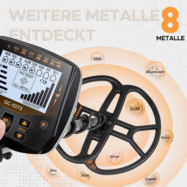 Металошукач професійний 13''/33см з водонепроникною котушкою, високою чутливістю та Pinpointer, для дорослих, з LCD-дисплеєм