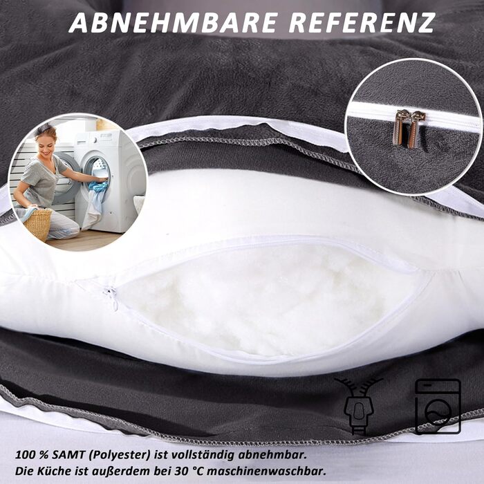 Подушка для вагітних Caliyo 2 шт. U-подібної форми, подушка для сну на боці з чохлом, подушка для годування, велика, комфортна подушка для вагітних (сірий, кристалевий велюр)