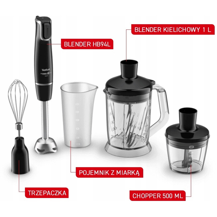 Ручний блендер Tefal Infinyforce XL HB94L830 1000 Вт, подрібнювач, тертка