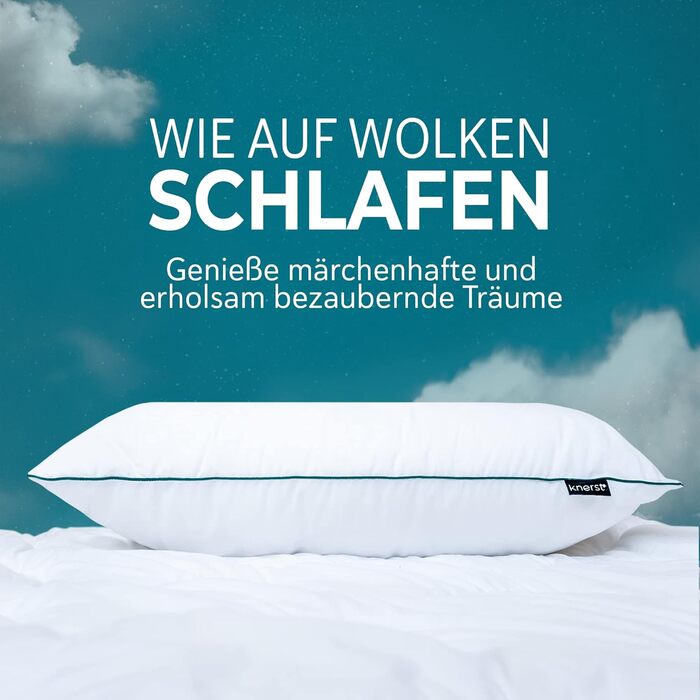 Snuggle-worthy dream pillows - Made in Germany. Pillows 80x80 - 80x80 cm head pillows for seductively soft nights - ergonomic sleeping pillow ideal for every sleeping position - Öko-Tex padding.