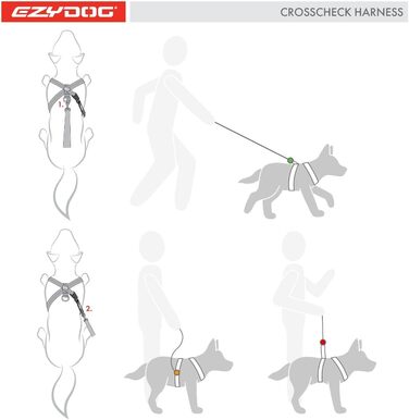 EzyDog Anti-Pull Harness for Dogs - Crosscheck Dog Harness for Small, Medium and Large Dogs, Dog Training Accessories, Reflective, Adjustable Sizes (XS, Red)