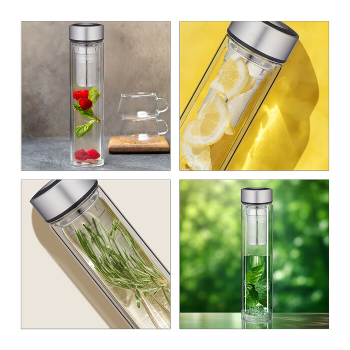 Relaxdays 500 ml Teeflasche for on the go