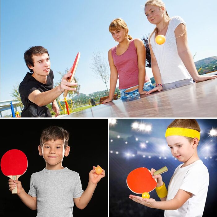 Набір для пінг-понгу JurciCat: 2 ракетки, 3 м'ячі, сумка. Підходить для гри в приміщенні та на вулиці.