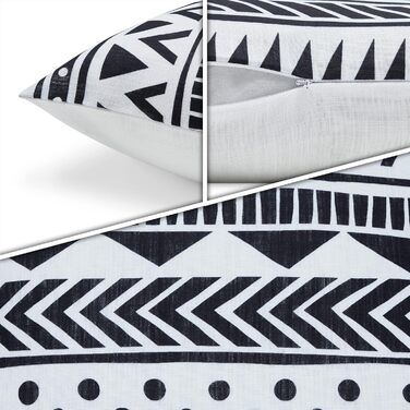 Paco Home Pillow Cover, Sofa Pillow Cover, Cushion Cover, Decorative Pillow, Throw Pillow, Couch Pillow, Modern Geometric Patterns, Color: White-Black, Sets: 4pcs Set White-black 4pcs Set