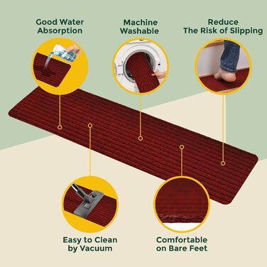 Набір сходинкових килимків MBIGM (15 шт.) - самоклеючі килимки на сходи для безпеки дітей, літніх людей та домашніх тварин (червоний, 20x65 см)