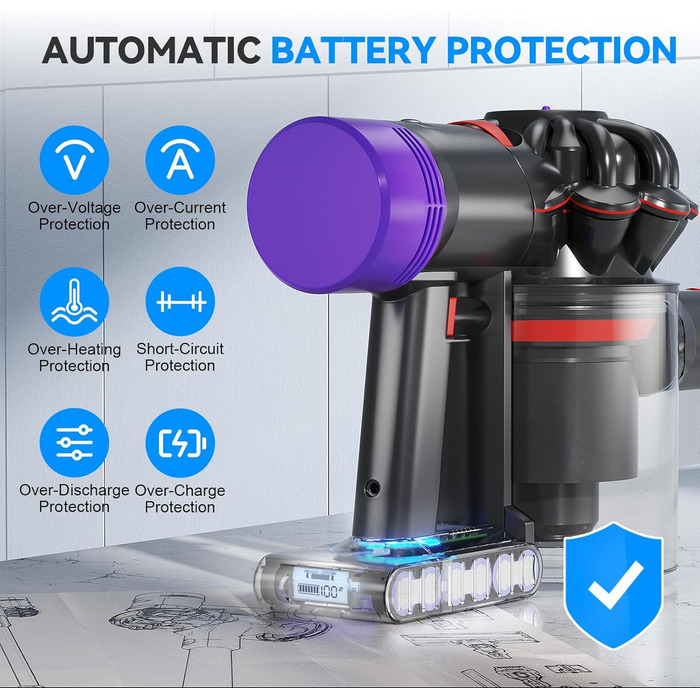 Замінний акумулятор V7 6.0Ah для пилососів Dyson V7 Animal, Cord-Free, Extra, Fluffy, Mattress, Motorhead, SV11, Trigger+ Pro Car+Boat + 3 фільтри