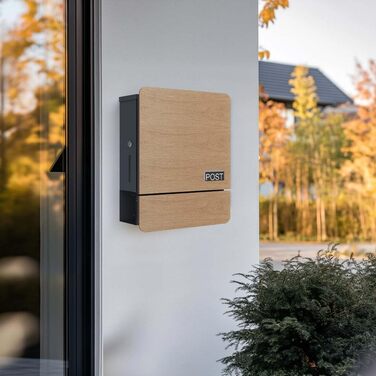 Поштова скринька настінна SCHARTEC SPB-4 світле дерево з газетницею, сучасний великий дизайн