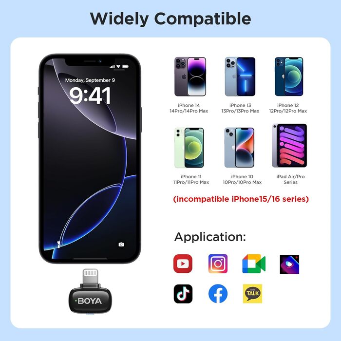 BOYA Mini 2: Бездротовий мікрофон-лавал'єр для iPhone 15/16/17 та Android з USB-C, 48kHz/24Bit, для Vlogging та TikTok